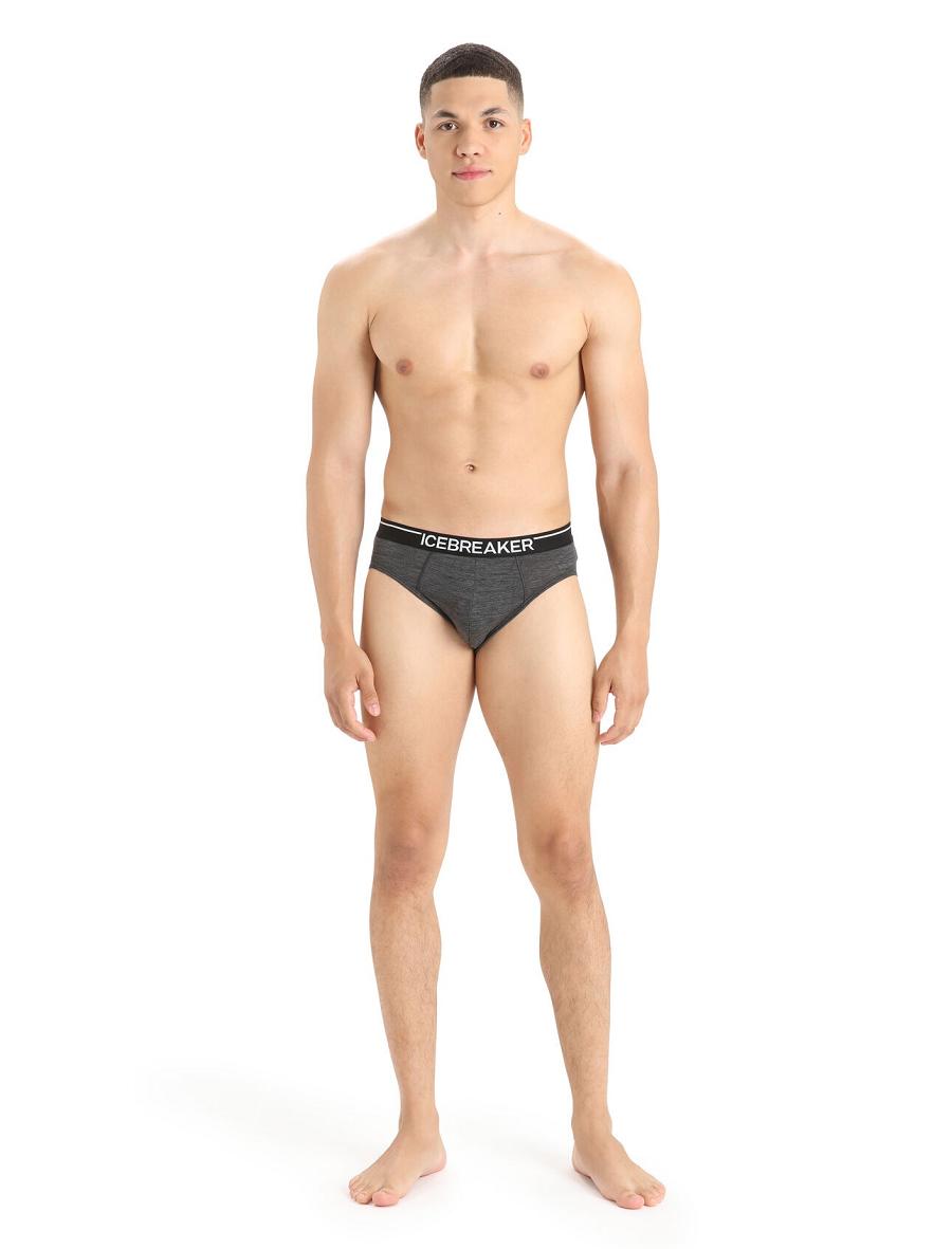 Jet Heather Icebreaker Merino Anatomica Briefs Men's Underwear | AU 1298KORI